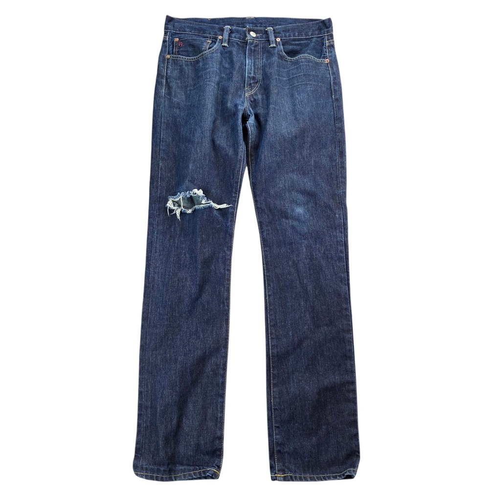 Polo Ralph Lauren Men Slim Fit Dark Wash Distressed‎ Jeans Size 33x32